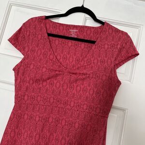 Toad and Co Rosemarie Dress Small Pink Organic Cotton Stretch V-neck Granola